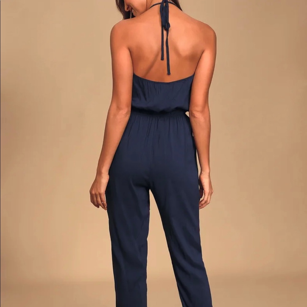 Learning to Fly Navy Blue Halter jumpsuit - Picture 3 of 5